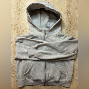 Automet  Cropped Full Zip Gray Hoodie Size Medium